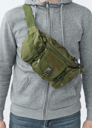 Сумка поясна тактична / чоловіча сумка на пояс / армейська сумка. колір: зелений7 фото