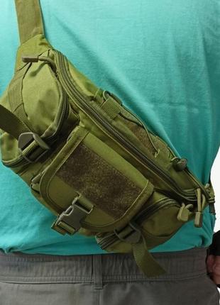 Сумка поясна тактична / чоловіча сумка на пояс / армейська сумка. колір: зелений3 фото