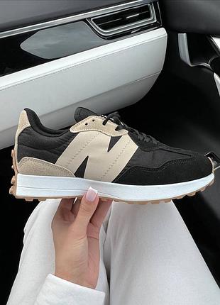 Женские кроссовки new balance 327 beige black 2
