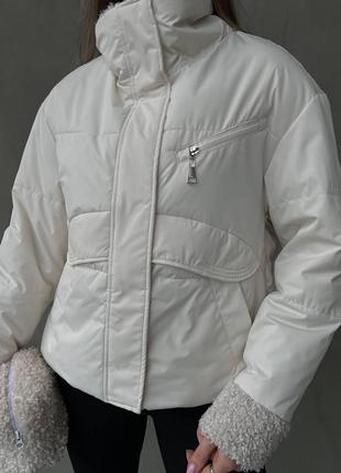 Женская весенняя короткая куртка,женская весенняя короткая куртка на весну белья белая матовая яркая3 фото