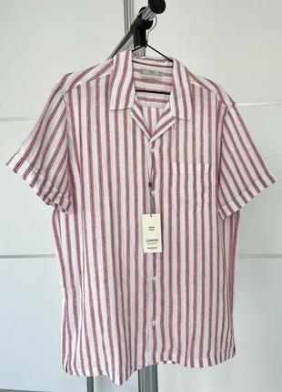 Чоловіча сорочка в полоску mango сорочка regular-fit 100% льон у смужку літня легка