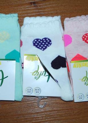 Набір 3 пари демісезонні шкарпетки бросс bross 7-9 сердечки