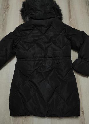 Теплая зимняя удлиненная куртка пуховик next на синтепоне и меху на 8 лет6 фото