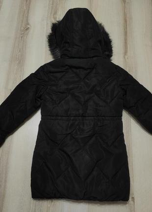 Теплая зимняя удлиненная куртка пуховик next на синтепоне и меху на 8 лет3 фото
