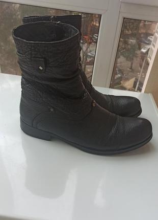Ботинки высокие черные мужские зимние кожаные кирпичик 44 размер 29 см unsco donni, имталия3 фото