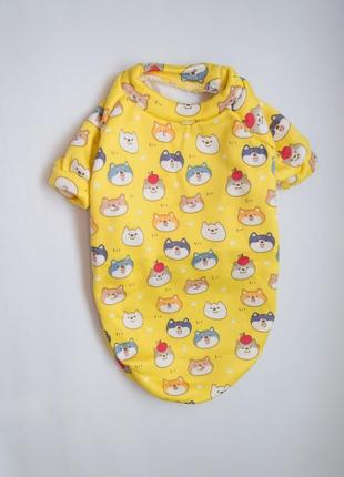 Пуловер для котов и кошек pet style "собачки" желтый