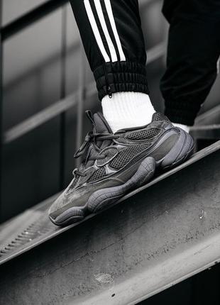 Кроссовки адидас мужские чёрные, adidas yeezy boost 500 black, изи 500