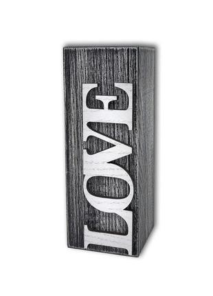 Підсвічник дерев'яний "love" сірий вінтаж 12 см
