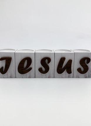 Набор подсвечников деревянных "jesus" 5х6 см2 фото