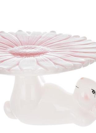 Підставка для паски/торта кролик з квіткою рожевий d22.5*12см   733-581