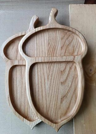 Менажница из дерева деревянная тарелка желудь изделия из дерева