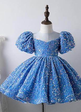 Праздничное платье 116-122р, пышное платье розовое, голубое платье на выпуск 116р4 фото
