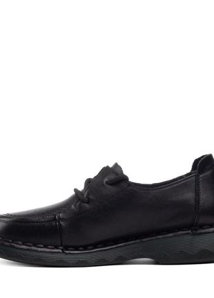 Туфли женские кожаные черные на шнуровках 2368т4 фото