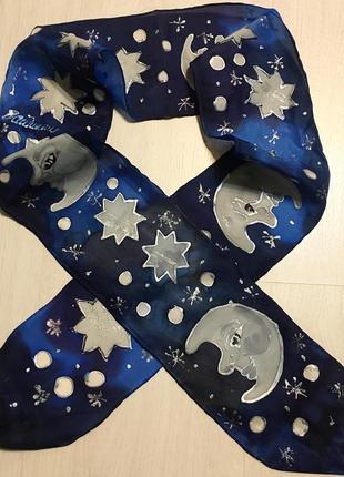 Шелковый шарф ручной работы.145*22