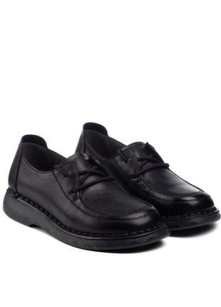 Туфли женские кожаные черные на шнуровках 2368т