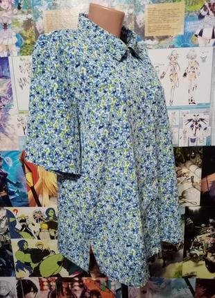 Брендовая яркая блуза цветочный принт р. 18 (наш 54-56)