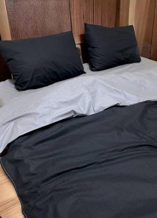 Комплект постельного белья черно серая3 фото