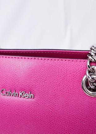 Элегантная розовая женская сумка кросс-боди calvin klein accordian rose из натуральной итальянской кожи4 фото