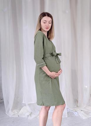 Комплект для вагітних і годуючих матусь бавовняний комплект халат і сорочка8 фото