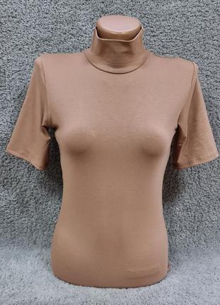 Водолазка женская, гольф вискоза с коротким рукавом капучино