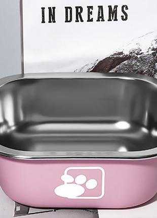 Миска taotaopets 1910002 pink 160 мм для собак и котов металлическая3 фото