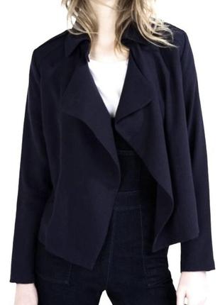 Піджак темно-синього кольору прямого крою zara basic blazer  вказаний розмір м