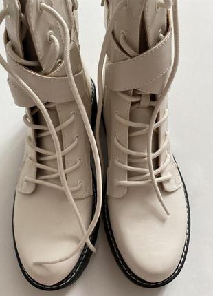 Молочные/айвори кожаные сапоги/ботинки кельвин кляйн/calvin klein6 фото