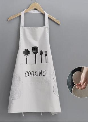 Фартук с полотенцем для рук и карманами cooking szkoy серый
