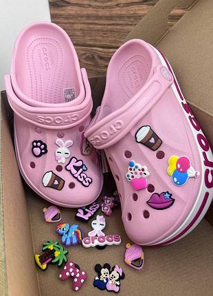 Crocs bayaband pearl розовые стильные женские кроксы сабо
