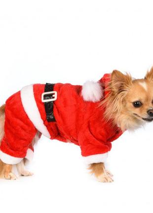 Новогодний костюм для котов и кошек  pet style "дед мороз" красный