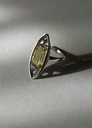 🫧 17 размер кольцо серебро цитрин натуральный камень2 фото