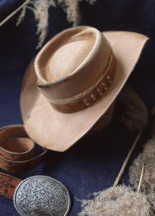 Ковбойская шляпа, крафтовая стильная новая, vintage usa5 фото