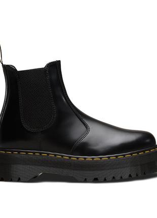 Ботинки челси сапоги dr. martens quad — black smooth кожа