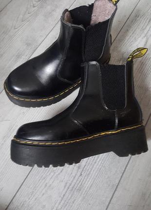 Ботинки челси сапоги dr. martens quad — black smooth кожа7 фото