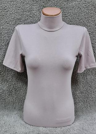 Водолазка женская, гольф вискоза с коротким рукавом пудровый
