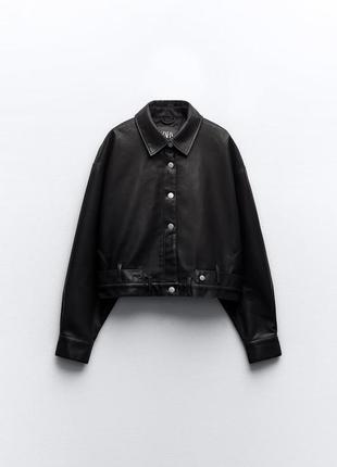 Куртка zara, косуха zara, куртка-рубашка из искусственной кожи zara4 фото