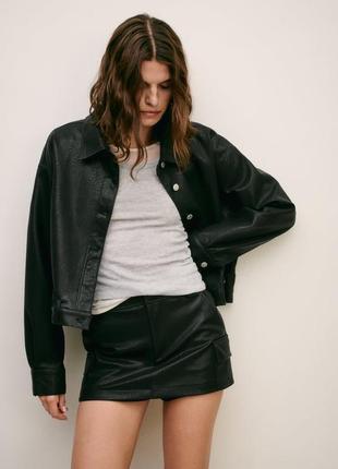 Куртка zara, косуха zara, куртка-рубашка из искусственной кожи zara5 фото