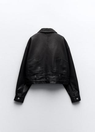 Куртка zara, косуха zara, куртка-рубашка из искусственной кожи zara6 фото