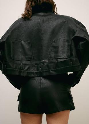 Куртка zara, косуха zara, куртка-рубашка из искусственной кожи zara3 фото