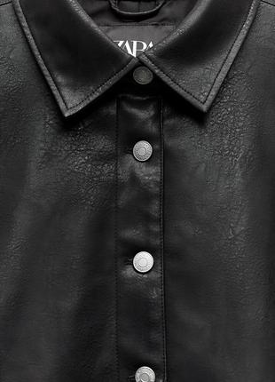 Куртка zara, косуха zara, куртка-рубашка из искусственной кожи zara5 фото