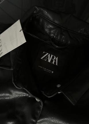 Куртка zara, косуха zara, куртка-рубашка из искусственной кожи zara7 фото