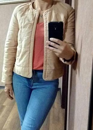 Стеганный жакет пиджак куртка пудровый цвет на низкий рост 155 - 162