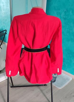 Пиджак удлиненный двубортный zara, оверсайз, лиоцелл, лен2 фото