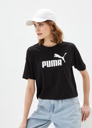 Укорочена футболка кроп-топ зі щільним принтом puma