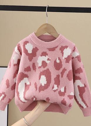 Розовая теплая кофта под джинсы, кофта 98-104см, кофта в принт, свитер 104
