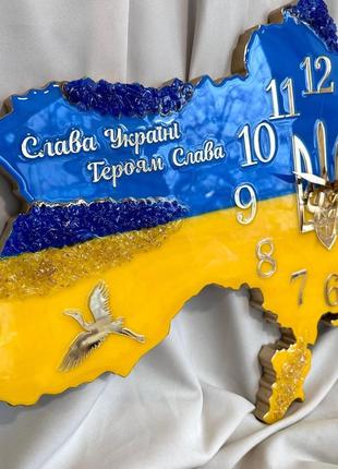 Часы настенные из эпоксидной смолы "карта украины" 40x27 см2 фото