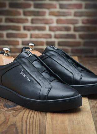 Стильные черные качественные брендовые мужские кроссовки весна-осень,натуральная кожа-мужская обувь весна9 фото