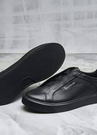 Стильные черные качественные брендовые мужские кроссовки весна-осень,натуральная кожа-мужская обувь весна7 фото