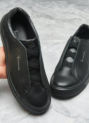 Стильные черные качественные брендовые мужские кроссовки весна-осень,натуральная кожа-мужская обувь весна6 фото