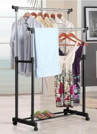 Телескопічна стоянка для одягу і взуття в гардеробну double pole clothes horse mini